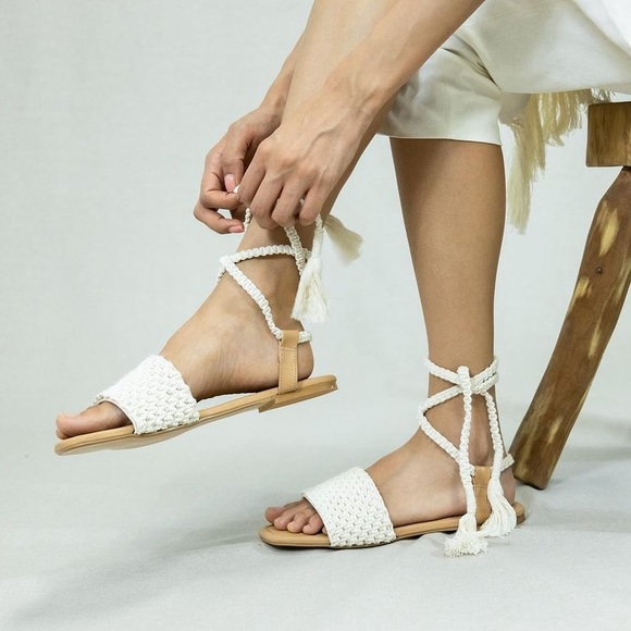 Pawuamba Designer Handmade Crochet Self-tie Sandals - Picture 3 of 10